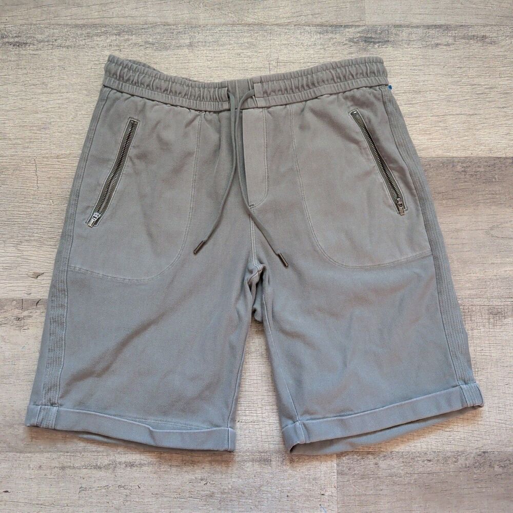 Athleta Women's Drawstring Shorts Grey Size 10 Zip Pockets Rolled Cuff
